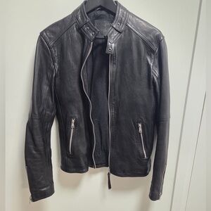 All Saints Black Leather Jacket for Men